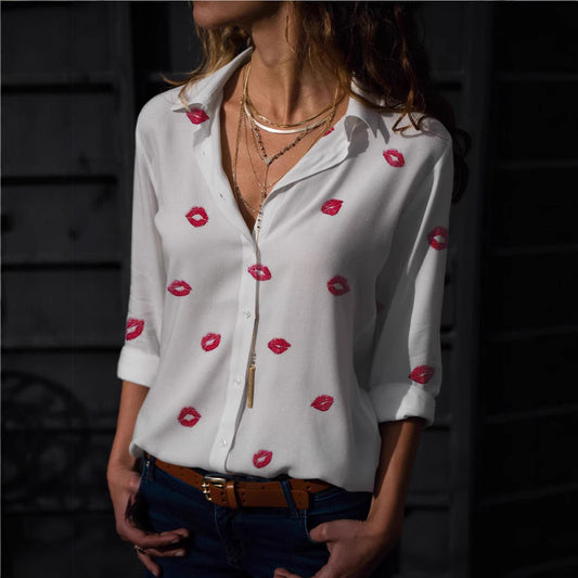 Fashion Digital Printing Long-sleeved Shirt Love