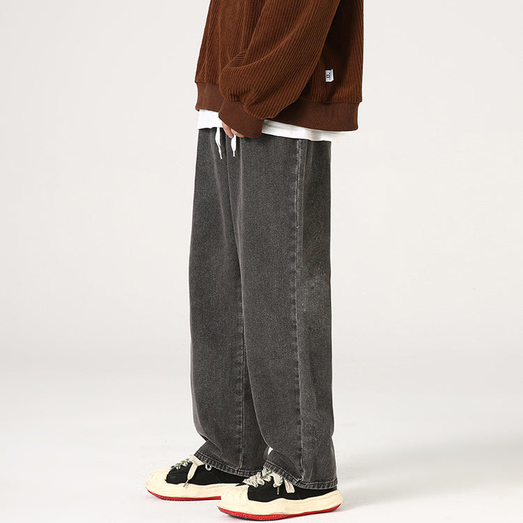 Elastic Waist Loose Straight Drooping Mop Pants