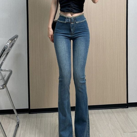 Hot Girl Skinny Jeans Women's Summer Thin Hong Kong Style Retro