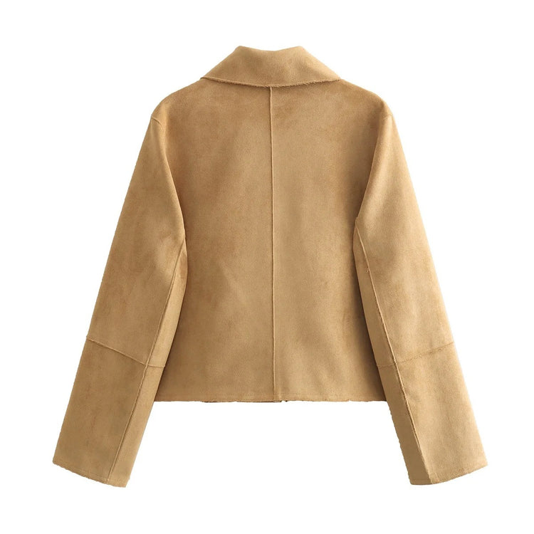 Suede Fabric Jacket Coat For Women