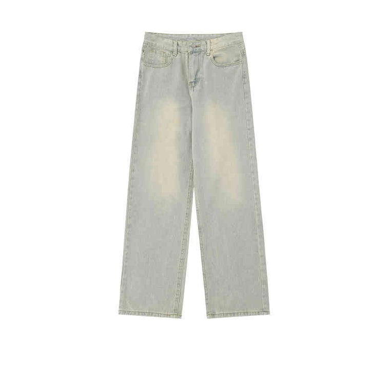 Retro Worn Looking Washed-out Straight Jeans Men's Loose Casual Pants