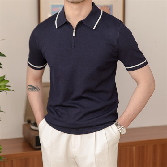 Versatile Slim Knitted POLO Shirt Retro Men