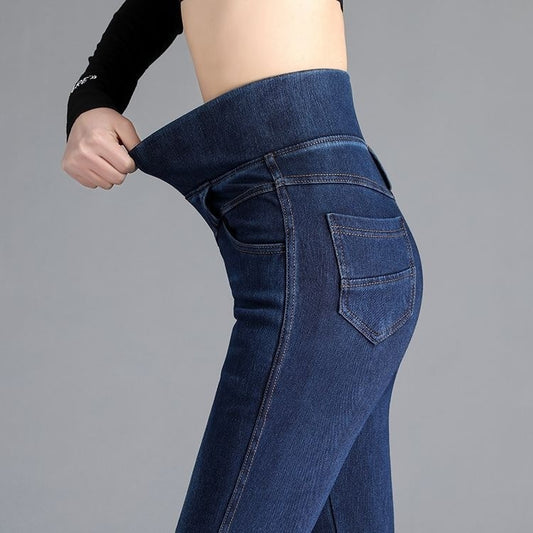 Elastic Waist High Waist Jeans For Women Spring And Autumn