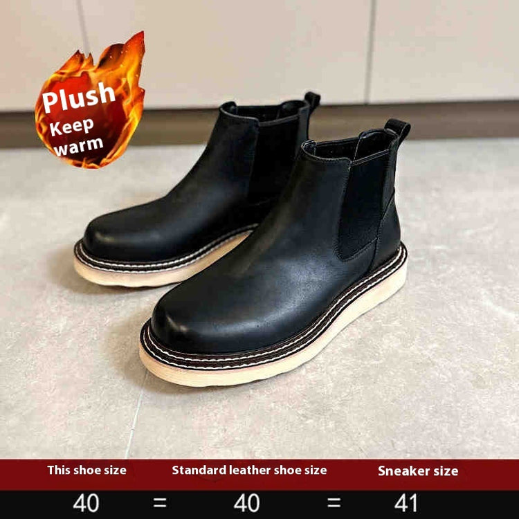 Men's Leather Platform High-top Leather Shoes Martin Boots