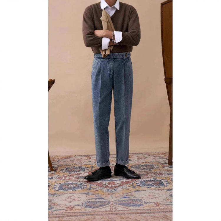 Men's Autumn Business Gentleman High Waist Trousers