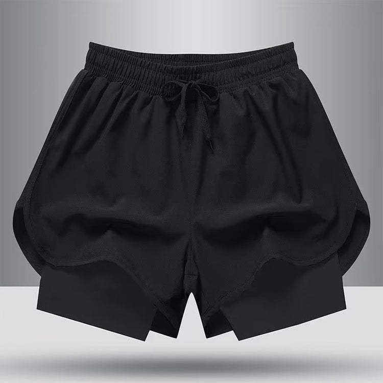 American Workout Shorts Men's Jogging Pants Lined Fake Two-piece Training Anti-exposure