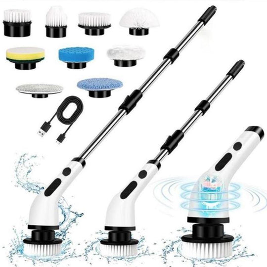 Spring Cleaning Must-Have,Electric Spin Scrubber with 9 Brush Heads,Dual Speed & Extendable Handle,Waterproof & 100-Min Battery,Cordless All-In-One Cleaning Kit for Bathroom & Kitchen ,Thoughtful Mother’S Day Gift