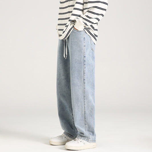 Elastic Waist Loose Straight Drooping Mop Pants