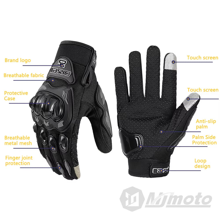 Summer Breathable Full Finger Motorcycle Gloves Non-Slip Wear-Resistant Motocross Racing Gloves Touch Screen Moto Biker Gloves